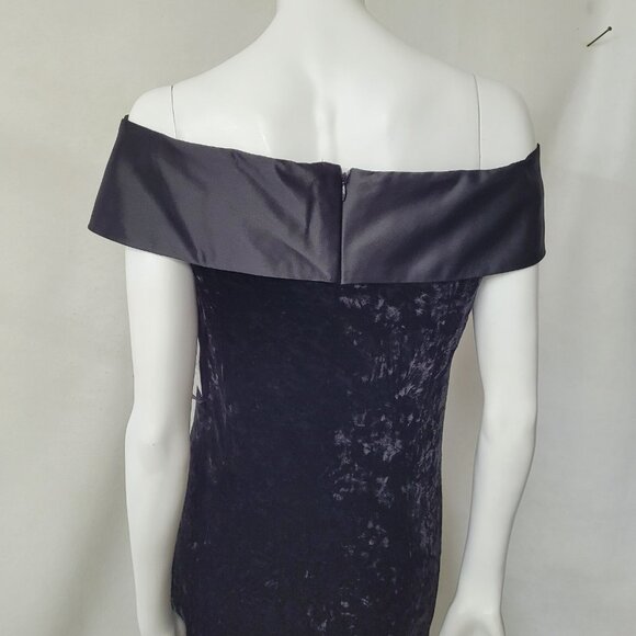 Cachet Dress Womens 14 Black‎ Stretch Velvet Off Shoulder Front Slit Formal Gown - Picture 6 of 12